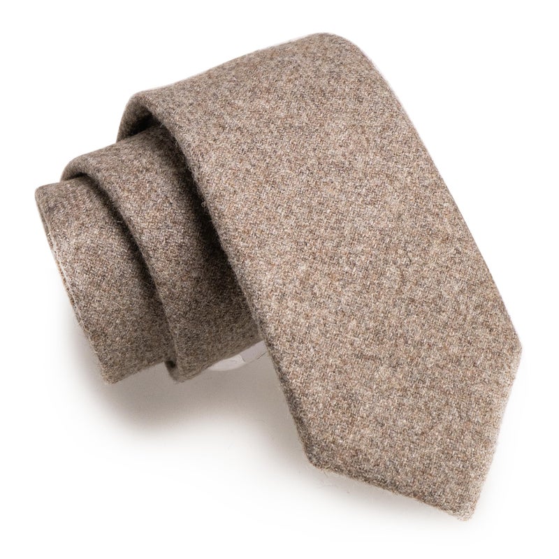 JEMYGINS 2.4" Cotton Necktie Rosybrown Mens Cashmere Wool Skinny Tie (Rosybrown) - Image 1